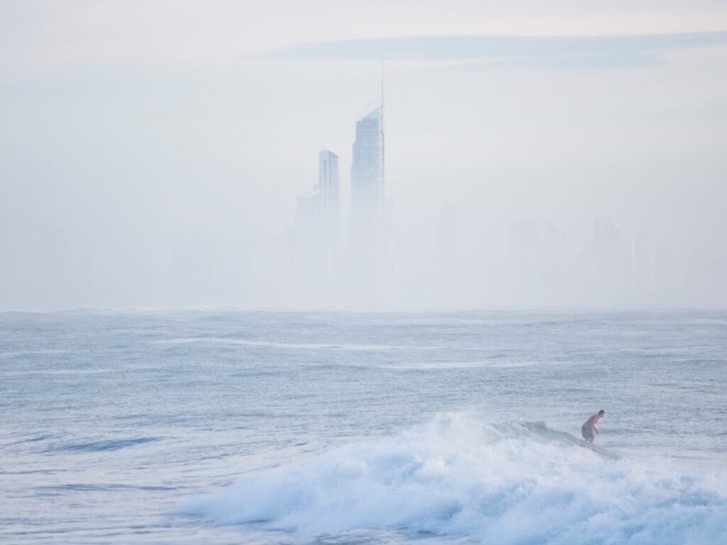 Australian skyline on a grey and foggy morning